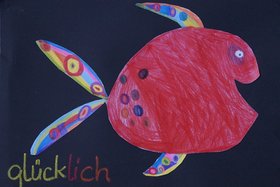 Kinderzeichnung »Fisch, glücklich«